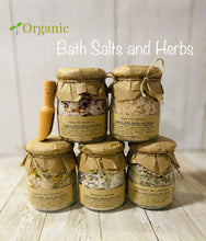 Load image into Gallery viewer, Organic Herbal Bath Salts, Essential Oils infused Bath Salts, Bath Tea, Apothecary Spa Salts