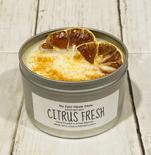 Load image into Gallery viewer, Organic Soy Candle, Organic essential oils blended Soy Candle, Citrus Fresh Organic Candle, Aromatherapy Candle 8oz
