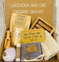 Load image into Gallery viewer, Organic Spa Gift Set, Organic Relaxing Lavender Bath Set