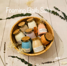 Load image into Gallery viewer, Foaming Bath Salts, Bath Soak, Bath Foam, Foaming Bath Salts Glass Jar 7 Oz