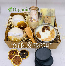 Load image into Gallery viewer, Organic Spa Set, Citrus Fresh Spa Kit, Spa Gift Set,
