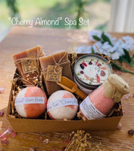 Load image into Gallery viewer, Cherry Almond Spa Set, Spa Gift Set, Handmade Spa Set, Birthday Gift, Spa Gift Box, Spa box
