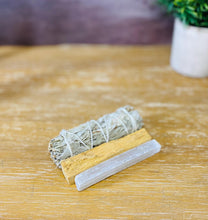 Load image into Gallery viewer, Energy Cleansing Set, Organic Apothecary Set, Positive Energy Set, Apothecary Matches, Sage Paulo Santo, Crystal smudge kit