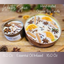 Load image into Gallery viewer, Winter Spice Soy Candle, Organic Essential Oil Blend Soy Candle, Handmade Candle Gift, Large Bowl Candle
