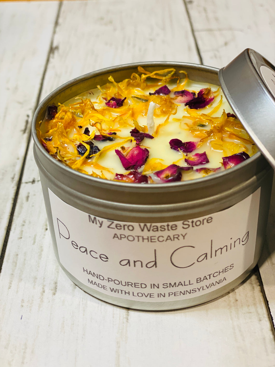 Peace and Calming Organic Soy Candle, Handmade Botanical Candle, Organic Soy Candle