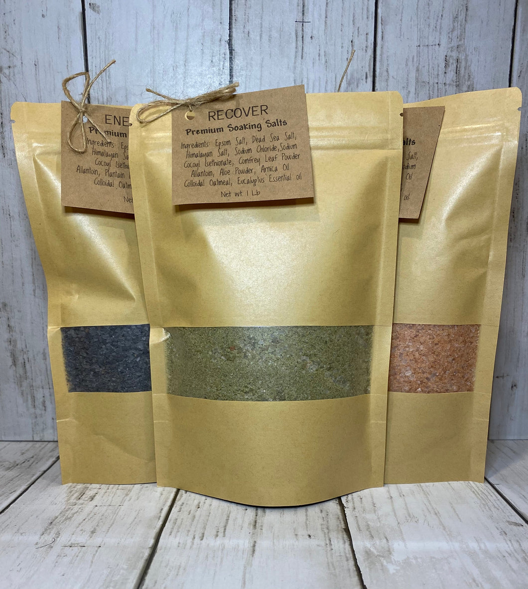 Premium Soaking Salts, 1 Lb Bulk Bath salts, Relaxing Bath Salts, Energizing bath salts, Recovering bath salts, Natural Bath Soak Salts