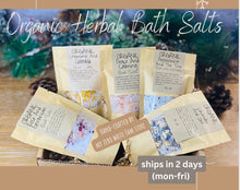 Load image into Gallery viewer, Organic Bath Herbs and Salt Set, essential oil infused Bath Salts, set of 5
